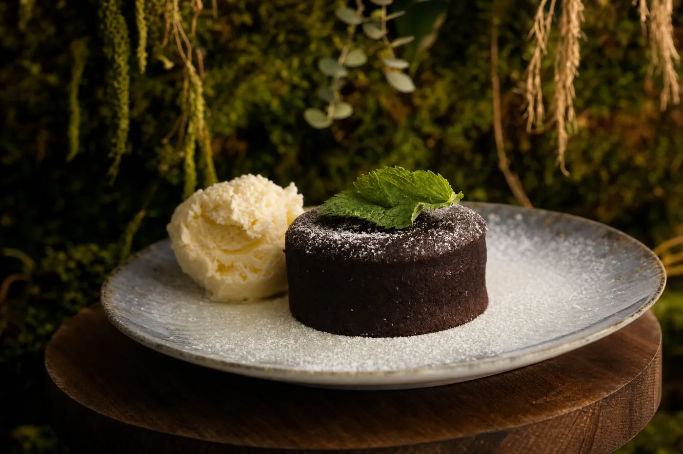 Lava cake with vanilla ice cream